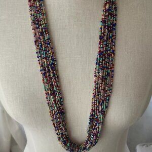 32" multi color seed bead multi strand necklace boho fashion jewelry Julio n3